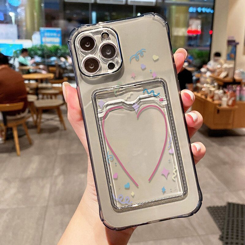 🔥จัดส่งทันที+COD🔥คู่รักหัวใจ เคสไอโฟน11 เคสTPU For iPhone 11 12 13 14 15 Pro Max X XS Max XR 7 8 Plus SE 2020  เคสไอโฟน7 กันกระแทกเคสใส่บัตร เคสซิลิโคนใส เคสใสทรงส