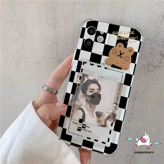 เคสโทรศัพท์มือถือนิ่ม ลายการ์ตูนหมีหมากรุก พร้อมช่องใส่บัตร สําหรับ Vivo Y15S Y02 Y35 Y22 Y02s Y22s Y16 Y15A Y12 Y20 Y12s Y33T Y21S Y20i Y20s Y11 Y12i Y21 Y33S Y17 Y15 Y21A Y20s G Y12A Y11s