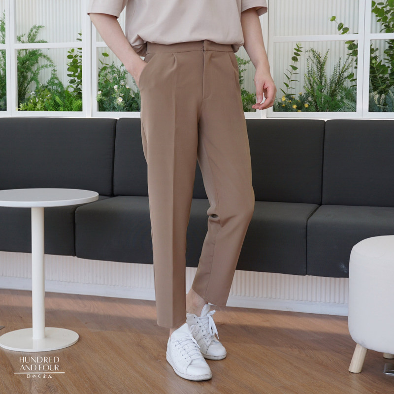 สแลคขาเต่อทรงกระบอกเล็ก รุ่น CLASSIC PANTS สไตล์เกาหลี ผ้าดีพิเศษ แทบไม่ต้องรีด มีจีบหน้า เก็บทรงสวย