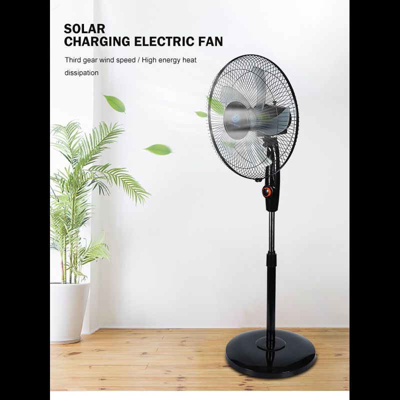 MJY พัดลมโซล่าเซลล์ พัดลมไฟฟ้าตั้งพื้น Solar Cell Fan พัดลมตั้งพื้น 16 นิ้ว พัดลมตั้งพื้น สีขาว สีดำ Electric Fan Floor Fan Household