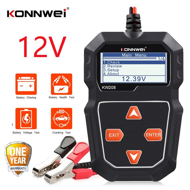 (จัดจําหน่าย) ของแท้ Konnwei KW208 เครื่องทดสอบแบตเตอรี่รถยนต์ 12V CCA SAE JIS เครื่องทดสอบแบตเตอรี่รถยนต์ Konnwei KW208