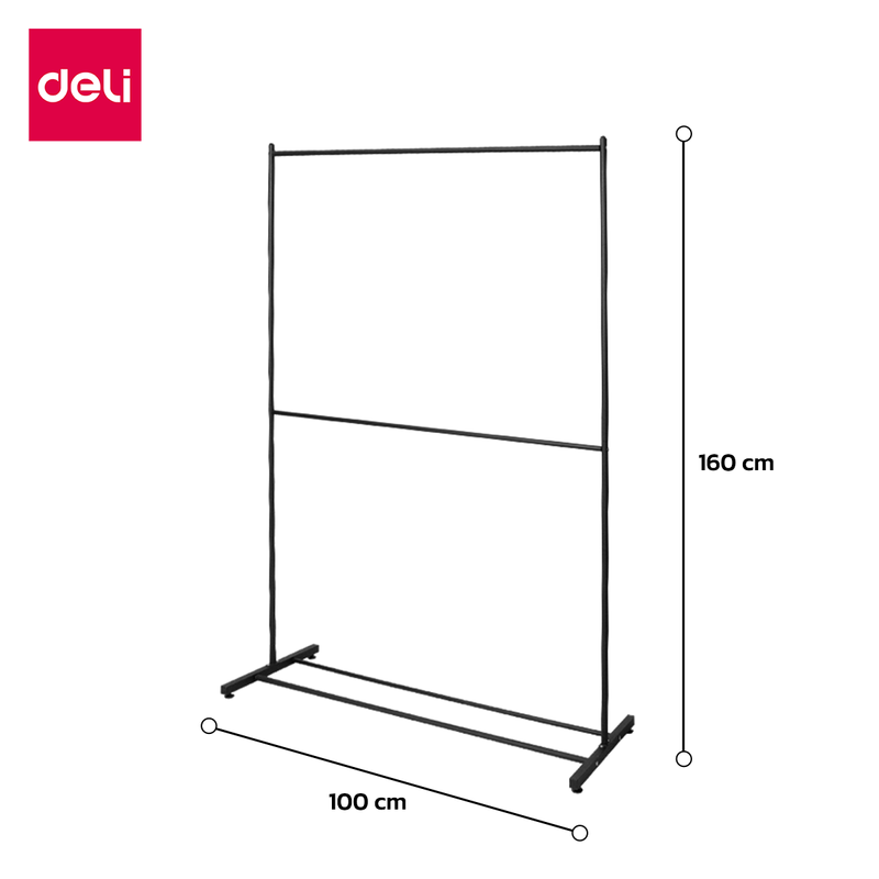 Deli ราวแขวน ราวแขวนผ้า ราวตากผ้า ราวเเขวนเสื้อผ้า ราวเเขวนผ้าเหล็ก โครงเหล็กเเข็งเเรง มีล้อเลื่อน ปรับยืดหดได้ 1 ชั้น 2 ชั้น Clothing Rack