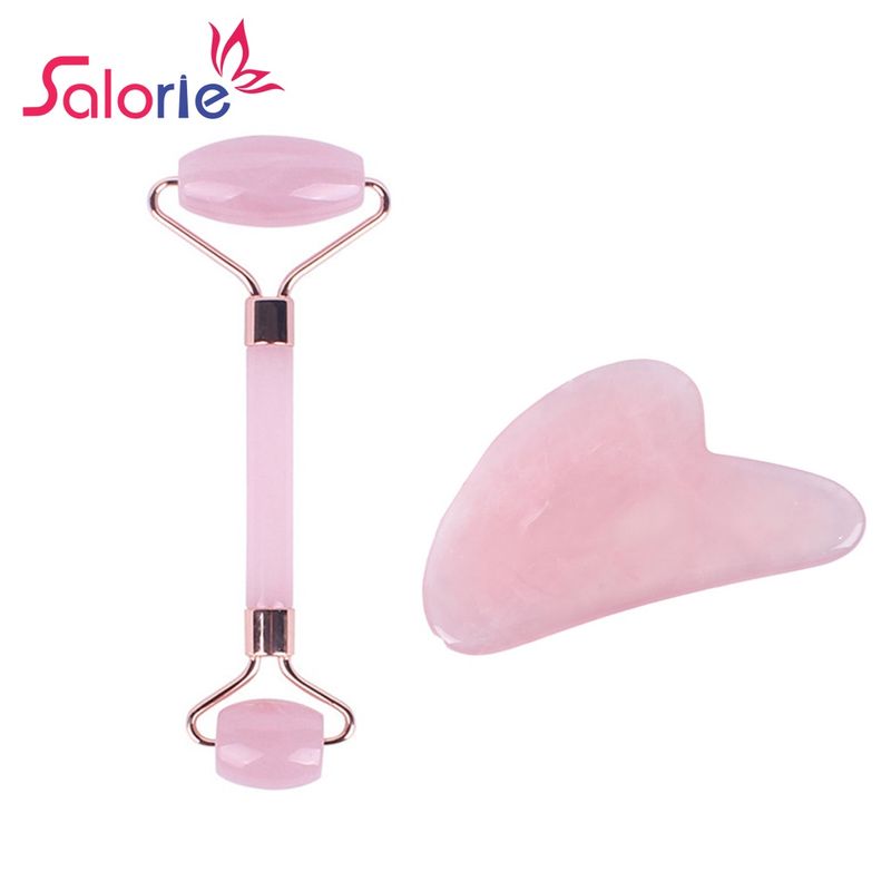 Salorie Rose Resin Guasha Set Facial Roller Stone Board Massager Face Slimming Body Relax Massager Acupuncture Scraper Plate Plastic