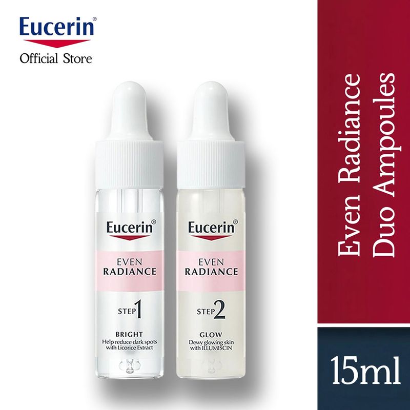 Eucerin Even Radiance Duo Ampoules 15ml *2 ขวด เซรั่มแอมพลู เซรั่ม 2 สเต็ปบูสท์ผิวดูโกลว์ใส สกินแคร์