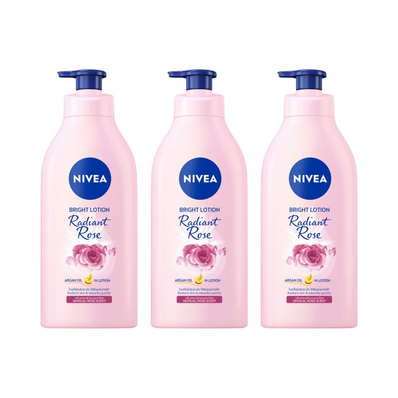 Nivea โลชั่น เรเดียนท์ โรส ไบรท์ 525 มล. 3 ชิ้น