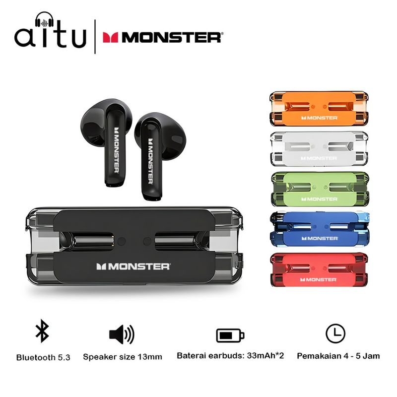 Monster XKT08 หูฟังบลูทูธไร้สาย บลูทูธ5.3 คุณภาพเสียงดี สําหรับกีฬา เล่นเกม การโทร ลดเสียงรบกวน