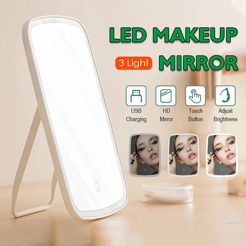 Xiaomi Jordan & Judy กระจกแต่งหน้า LED Lighted Makeup Mirror กระจกแต่งหน้าตั้งโต๊ะ กระจกแต่งหน้ามีไฟ LED พกพาสะดวก พับได้