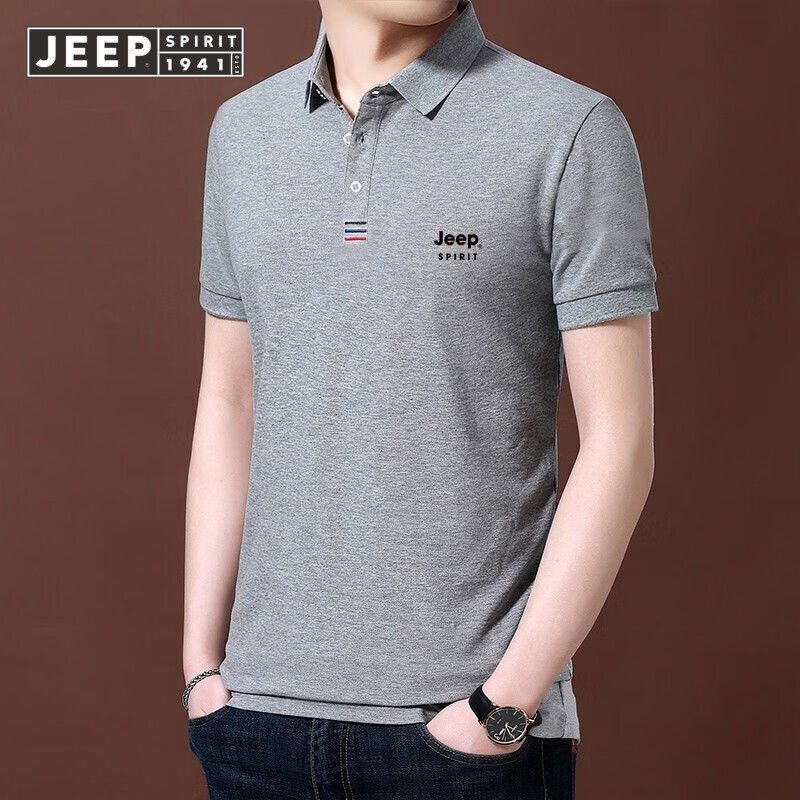 JEEP SPIRIT เสื้อแขนสั้นผู้ชายเสื้อ Polo เสื้อยืดลำลองธุรกิจฤดูร้อนของผู้ชายแฟชั่นปกฤดูใบไม้ผลิเสื้ออเนกประสงค์