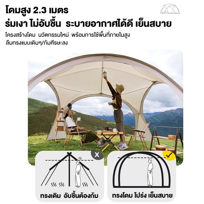 🔥เต็นท์🔥 เต้นท์สนาม เต็นท์กลางแจ้ง PU3500 เต้นท์แคมปิ้ง โดมหลายคน นอน 10-12 คน 22ตารางเมตรเต็นท์ระบายอากาศขนาดใหญ่