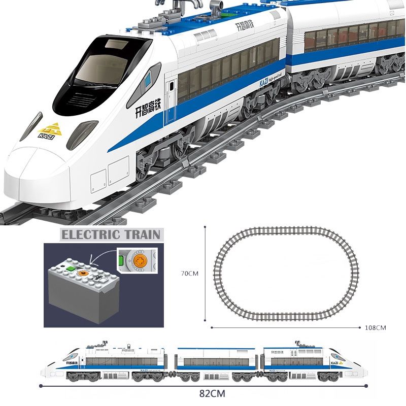 Kazi ของเล่นตัวต่อรถรางรถไฟไฟฟ้าสําหรับเด็ก