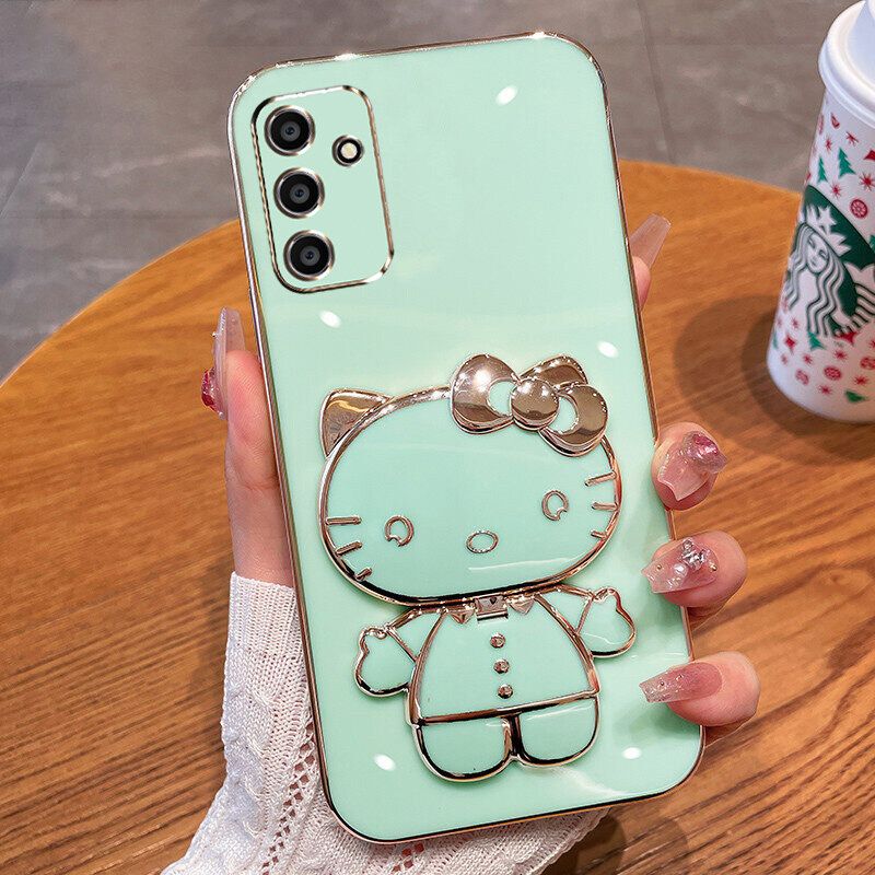 เคสโทรศัพท์สำหรับ Samsung A55 A35 A54 A14 A15 A25 A34 A24 A13 4G A04S A05S 5G สุดหรู Hello Kitty กระจกกันกระแทกแบบนิ่มฝาหลัง