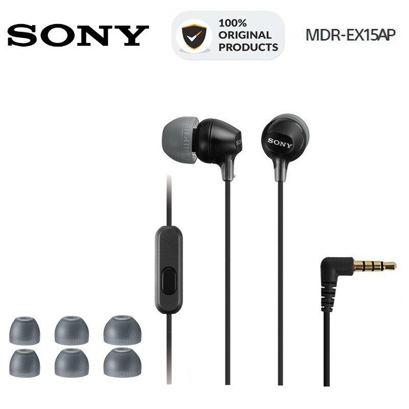 Sony MDR-EX15APหูฟัง3.5มม.แจ็คหูฟังแบบมีสายGamingหูฟังหูฟังบลูทูธไร้มือจับเฮดโฟนพร้อมไมค์สำหรับIOS Androidไอโฟนหัวเหว่ยSamsung Xiaomi OPPO Vivo