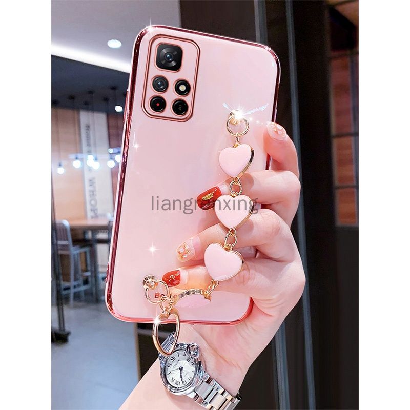 เคส redmi note11 xiaomi redmi note 11s 4g redmi note 11 pro 5g เคสโทรศัพท์มือถือ ซิลิโคนนิ่ม พร้อมสายรัดข้อมือ ลายหัวใจ สําหรับ xiaomi redmi note 11 redmi note 11s 4g redmi note 11 pro 5g