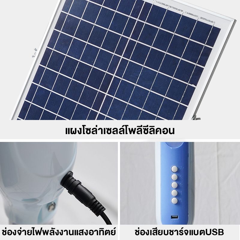 พัดลม พัดลมโซล่าเซล พัดลมอัจฉริยะ โซล่าเซลล์ พัดลม 12นิ้ว16นิ้ว solar fan พร้อมแผงโซล่าเซลส์ หลอดไฟ LED 2 หลอด พัดลมไฟฟ้า พ มีแบตในตัว