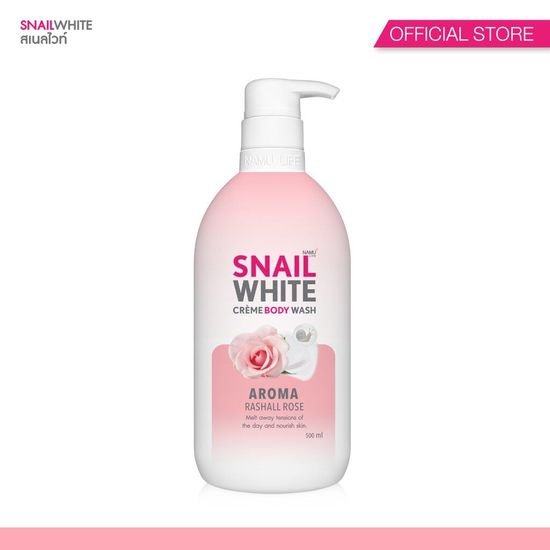 NAMU LIFE  SNAILWHITE นามุ ไลฟ์ สเนลไวท์ ครีม บอดี้ วอช อโรม่า ราแชล โรส 500 มล. NAMU LIFE  SNAILWHITE CRÈME BODY WASH AROMA RASHALL ROSE 500ml. SW0014