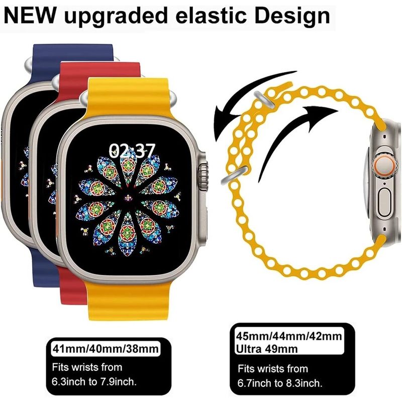 Ocean สาย apple watch Ultra 2 49มม. สายแอปเปิ้ลวอช ซิลิโคน สายนาฬิกา iwatch ซีรีส์ 9 8 7 6 5 4 3 2 SE สาย 45มม. 41มม. 44มม. 40มม. 42มม. 38มม. สายรัดข้อมือ