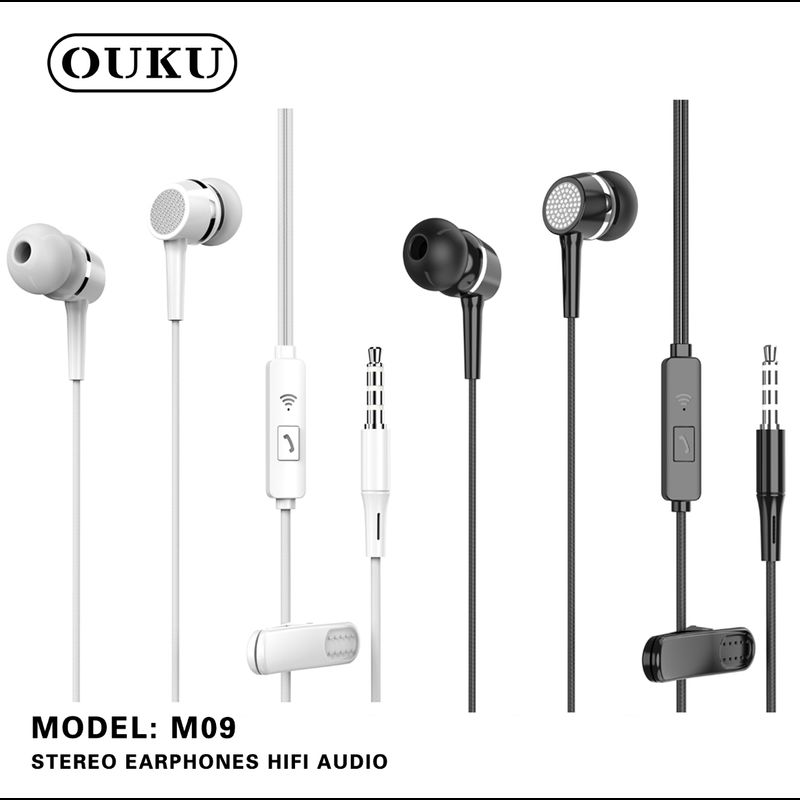 OUKU M08/M09 หูฟัง Stereo Earphones Hifi Audio เสียงดัง คุณภาพดี พร้อมส่ง