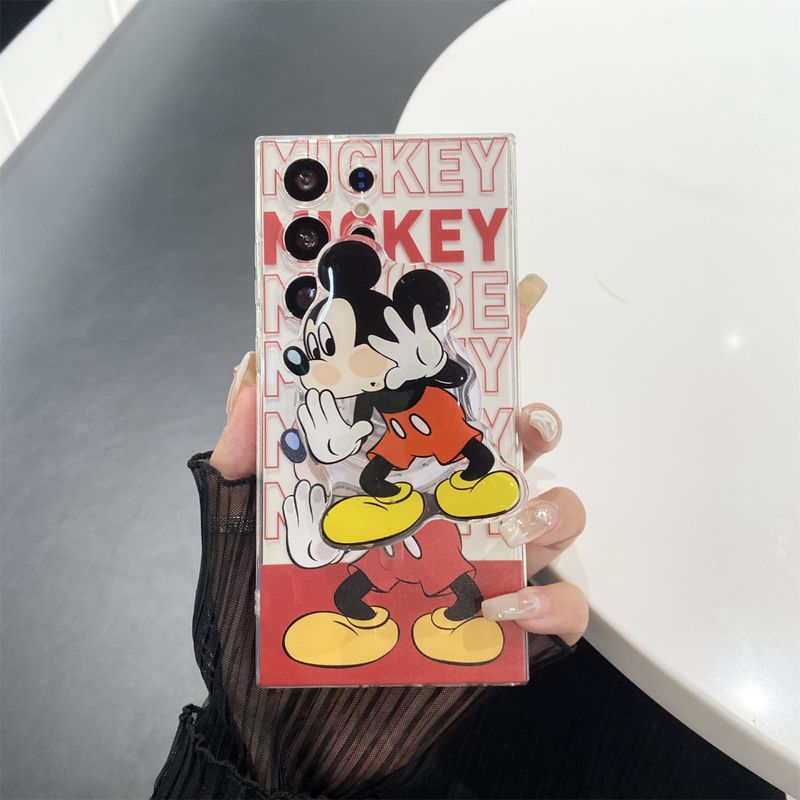 การ์ตูนน่ารัก Mickey Minnie Magnetic วงเล็บ ซองโทรศัพท์ Samsung Galaxy S24 Ultra S24 Plus S24 S23FE S23 Ultra S23 Plus S22Ultra S22Plus S21Ultra S21+ S21FE S20FE Note10Plus Note20Ultra Case เคสโทรศัพท์ใหม่ TPU ซิลิโคนอ่อนนุ่มป้องกันการตก เคสมือถือซัมซุ