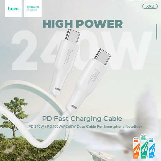 (Hoco ของแท้ ) สายชาร์จเร็ว PD และ USB-C to USB-C  240W /100W /60W TPE Fast Charge Data Cable 2 เมตร และ 1เมตร สายชาร์จไอโฟน สายชาร์จซัมซุง X93