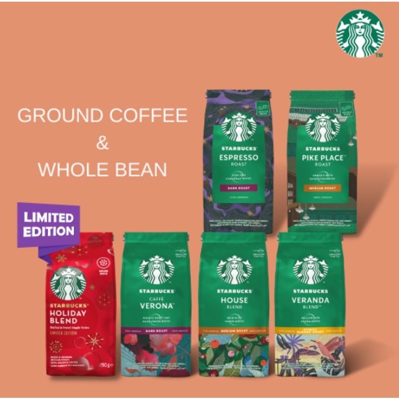 ใหม่‼️ กาแฟสตาร์บัคส์ Starbucks พร้อมส่ง ✅ เมล็ด/กาแฟบดสำเร็จ Starbucks กาแฟสตาร์บัคส์บดสำเร็จพร้อมชง 200 กรัม