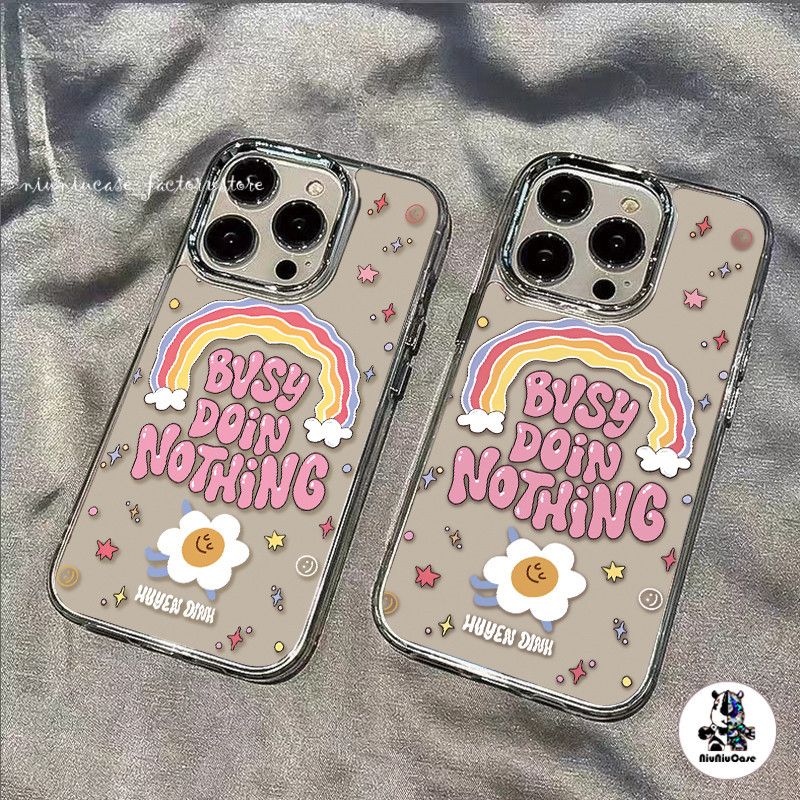 ดอกไม้สีรุ้ง เคสไอโฟน11 14 13 For iPhone 11 13 12 14 15 Pro Max X XS 7 8 Plus XR เคส รูปแบบโปร่งใส ซิลิโคนนุ่มกันกระแทก