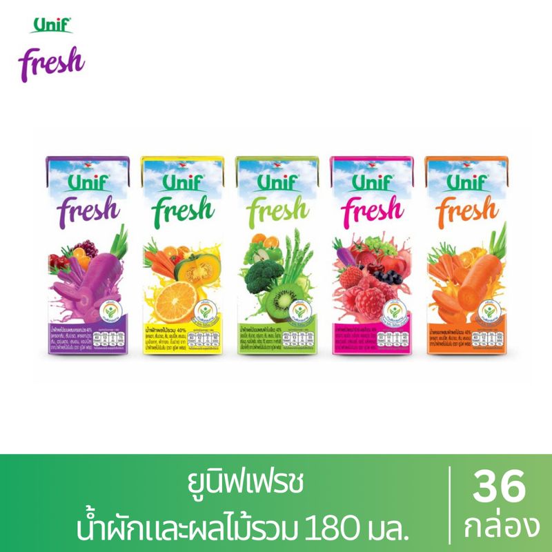 [ยกลัง 36 กล่อง] ยูนิฟ เฟรช น้ำผักผลไม้รวม 40% 180 มล.