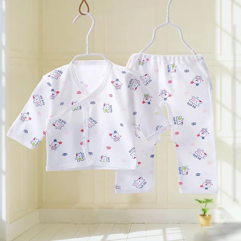 Babyonline(Y086)A4ชุดเด็กทารกเสื้อกางเกงแบบผูก3สี3ลาย