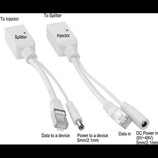 POE Adapter Passive สาย PoE Splitter + Passive PoE Injector Cable POE RJ45อุปกรณ์แยกสายไฟผ่านหัวแลนแบบ Passive Poe