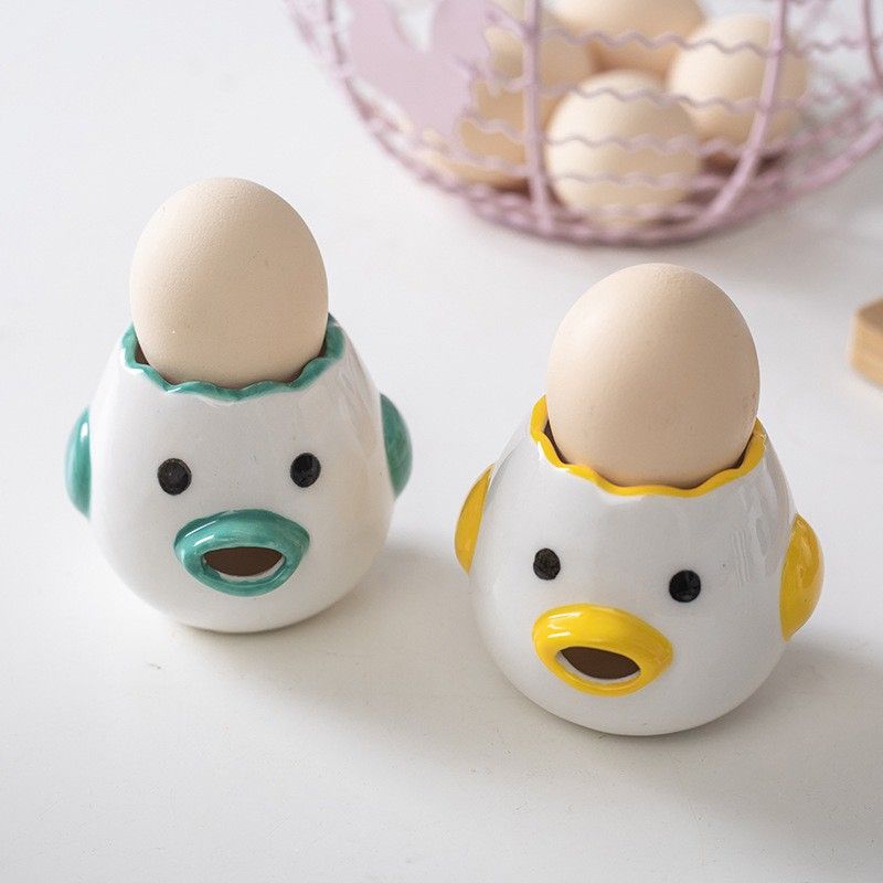 (พร้อมส่ง) กุ๊กไก่เซรามิคแยกไข่แดง อุปกรณ์แยกไข่ ขนาด 6.5 cm x 4 cm มี 8 สี ที่แยกไข่แดง ที่แยกไข่ขาว