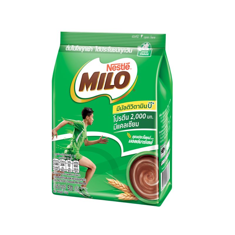 MILO ไมโล แอคทิฟ-โก เครื่องดื่มรสช็อกโกแลตมอลต์ ผสมมัลติวิตามินบี ชนิดผง สูตรปกติ 520 กรัม x3