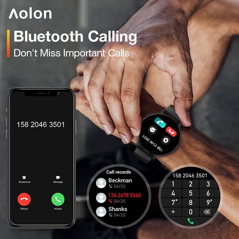 Aolon 2024 GTR-Mini Smart Watch สมาร์ทวอทช์ขนาด 1.39 นิ้ว พร้อมโหมดกีฬา 115 โหมด ความละเอียดสูง 360*360 โทรออกและรับสาย แจ้งเตือนโซเชียลมีเดีย ขั้นตอนและก้าว & ระยะทางออกกำลังกาย & แคลอรี่ ECG & ความดันโลหิต & SpO2 รองรับภาษาไทย PK huawei samsung kentolit