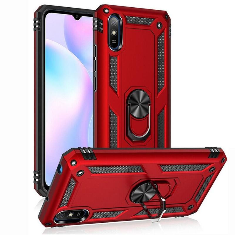 KEYSION Luxury ARMORเคสกันกระแทกสำหรับXiaomi Redmi 9AโลหะแหวนHYBRIDกรอบกันชนสำหรับRedmi 9A