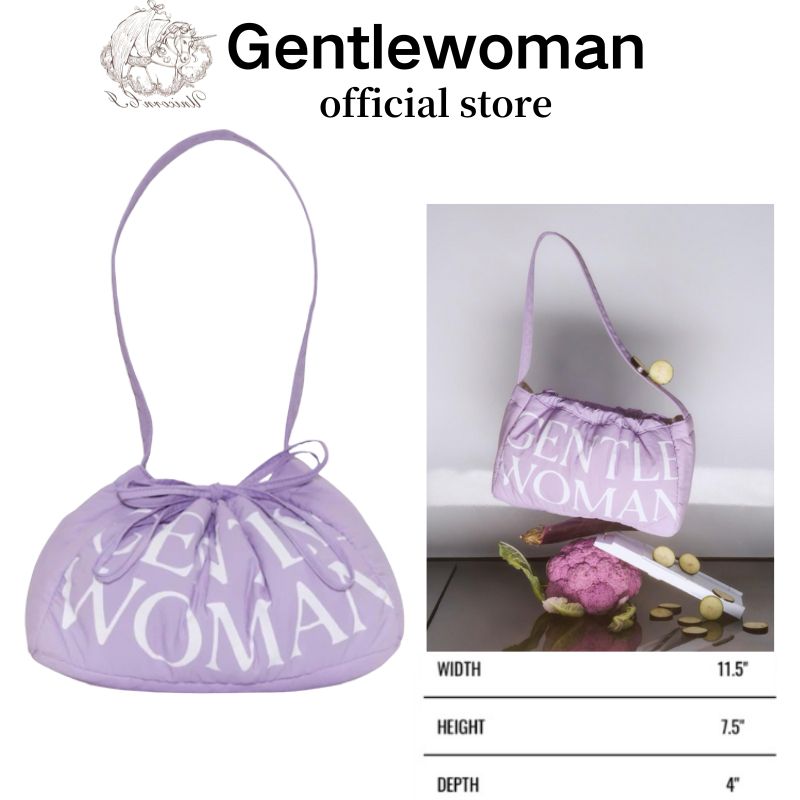 🔥100%🔥🥟Gentlewoman(！No box ฉลากอาจไม่ถูกสแกน) Purple Plum Dumpling Bag Casual Letter Tote Bag กระเป๋าเกี๊ยว กระเป๋าผ้า