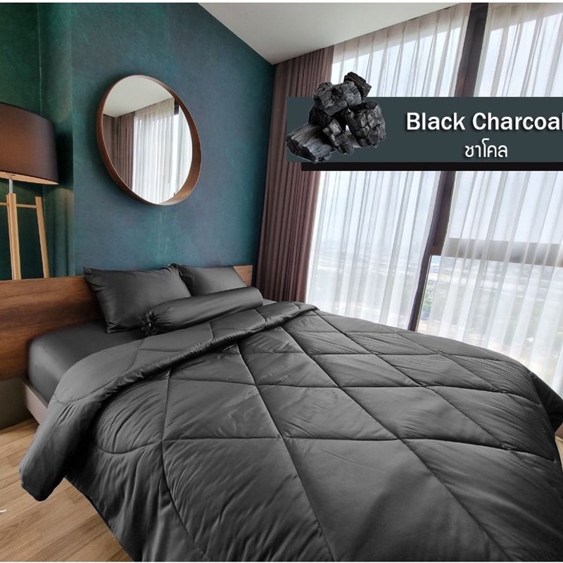 ชุดผ้าปูที่นอนโรงแรม (Luxury Bedding) " Charcoal" Collection (แบบรวมผ้านวม)