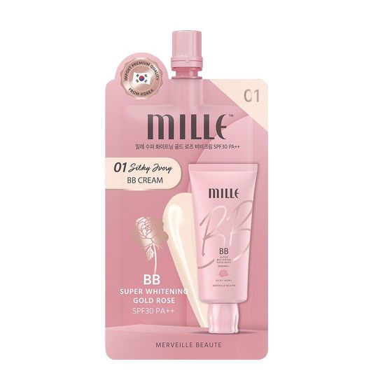 Mille Super Whitening Gold Rose BB Cream SPF30 PA++ (ซอง  6 g)