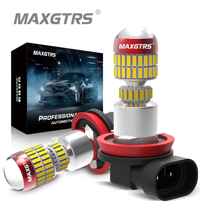 Maxgtrs หลอดไฟตัดหมอก LED H8 H11 9005 9006 HB3 HB4 H16 78 SMD 4014 DRL สีขาว สีเหลือง สีฟ้าน้ําแข็ง 2 ชิ้น