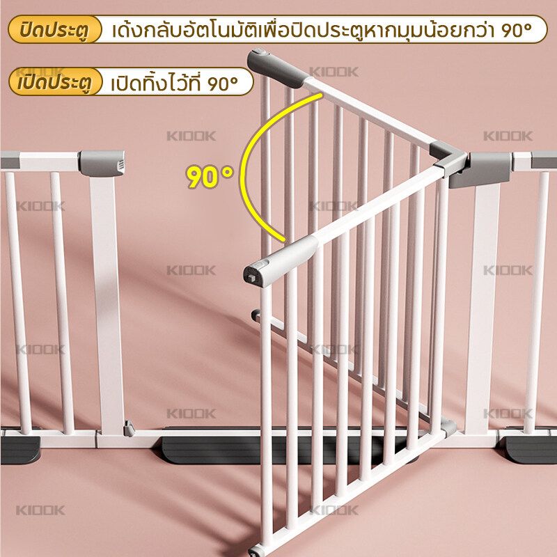 KIOOK  ที่กั้นเด็ก รั้วกั้นเด็ก ประตูป้องกันเด็ก 76-125CM ปรับความยาวได้ ไม่ต้องเจาะผนังรุ่น ล๊อคอัตโนม