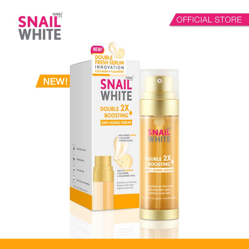 Snail White:ดับเบิ้ล บูสติ้ง แอนตี้เอจจิ้ง เซรั่ม 80ml & โกลด์ ครีม 50 ml,130