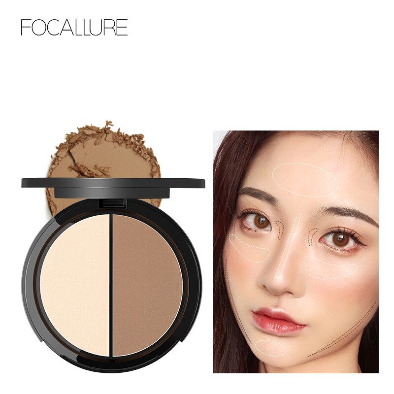 FOCALLURE ไฮไลท์ 2 สี & Contour บรอนเซอร์พาเลท