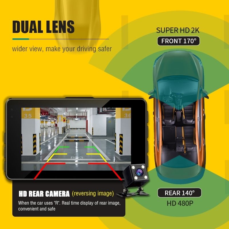 Asawin A12 WIFI dashcam ADAS สําหรับรถยนต ์ เครื ่ องบันทึกกล ้ อง 2k ด ้ านหน ้ าและด ้ านหลัง LDWS FCWS App Control 3 นิ ้ ว IPS dash กล ้ อง night vision Auto รอบวิดีโอ