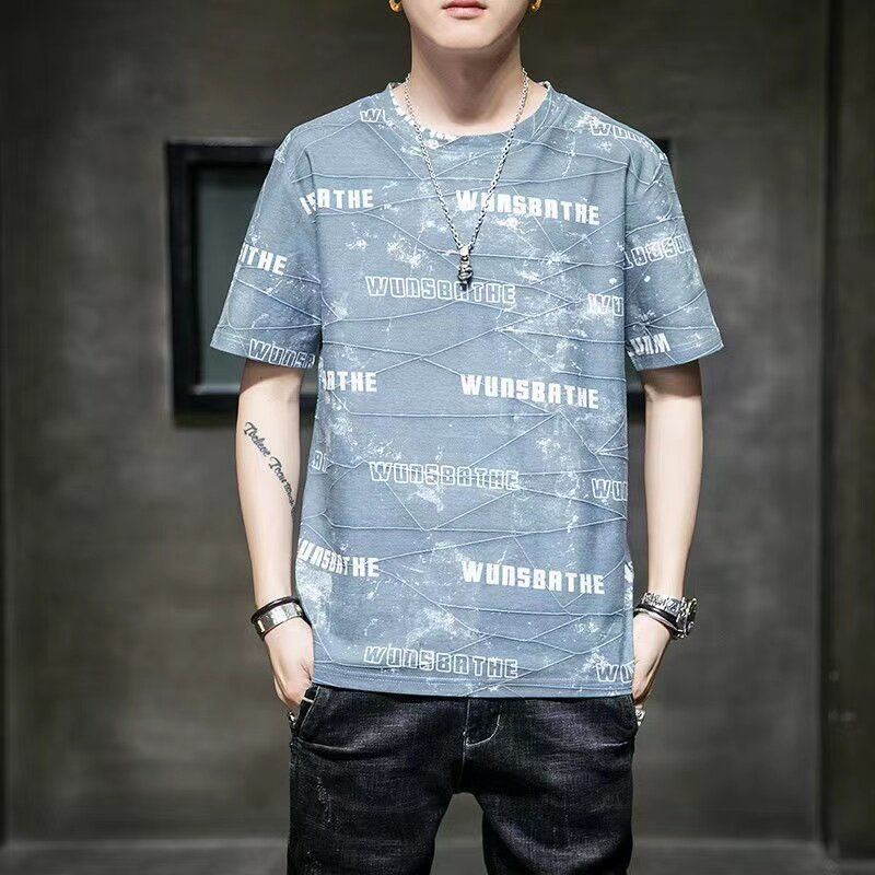 TS MEN เสื้อยืดคอกลมแขนสั้น เสื้อยืดผู้ชาย ทรงหลวม คุณภาพสูง (ขนาดมาตรฐาน มี3สี) T57