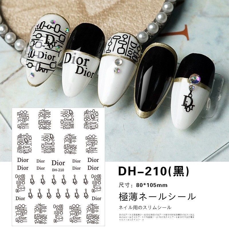 สติ๊กเกอร์ติดเล็บ 3D Nail Sticker ลายแบรนด์ ลายเส้น ต่างๆ ยอดฮิต DH210-DH218