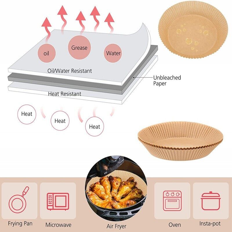 Altec:Round Air Fryer Parchment Paper Nonstick Liner,สีขาว