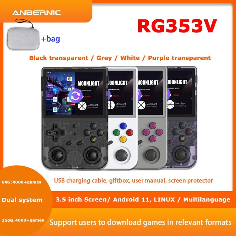 Anbernic RG353V RK3566 เกมคอนโซลจําลอง แบบมือถือ 3.5 นิ้ว 640*480 LINUX ของขวัญสําหรับเด็ก