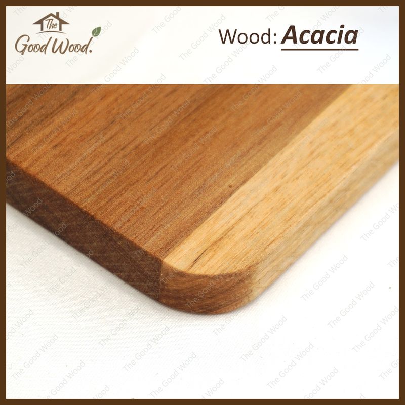 เขียงไม้ Acacia ผลิตจากไม้แท้ธรรมชาติ 100% ใช้สำหรับหั่นอาหาร หรือเสิร์ฟอาหาร ตกแต่งห้องครัว ไม้จริง ลายสวยงาม