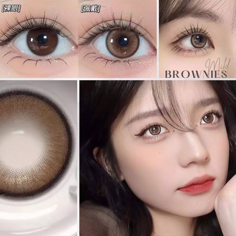 รุ่นMILD สีBrownies คอนเเทคเลนส์รายปี(วัสดุMPC ค่าอมน้ำ48%) Idollens