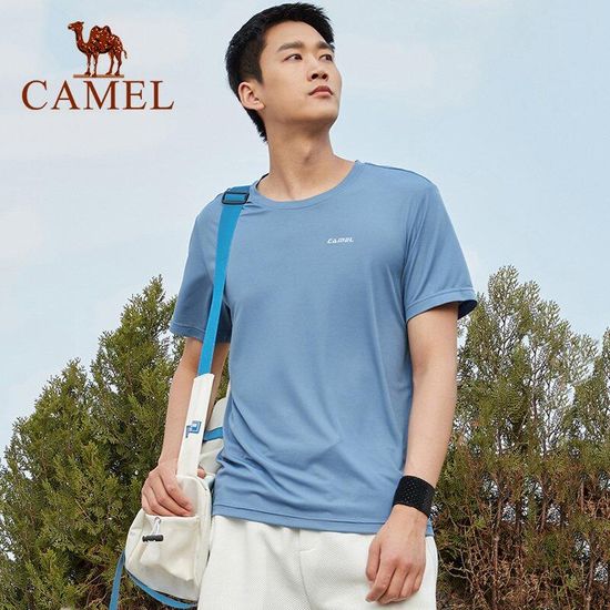 Cameljeans เสื้อยืดกีฬาผู้ชาย,ใหม่เสื้อซับเหงื่อแห้งเร็วเสื้อกีฬาแขนสั้นหลวมเสื้อเชิ้ตใส่สบายฤดูร้อน