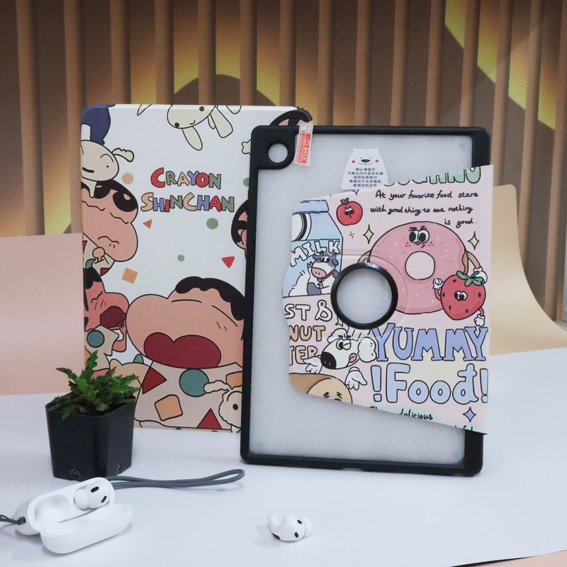 เคส for Samsung Galaxy Tab S6 Lite Galaxy  Tab S7FE S9FE+ 12.4 นิ้ว S7 s8 S9 FE 11 นิ้ว Tab A8 10.5 A9 PLUS  11นิ้ว รูปแบบการ์ตูน ปรับองศาได้360° ที่เสียบปากกาด้านขวา