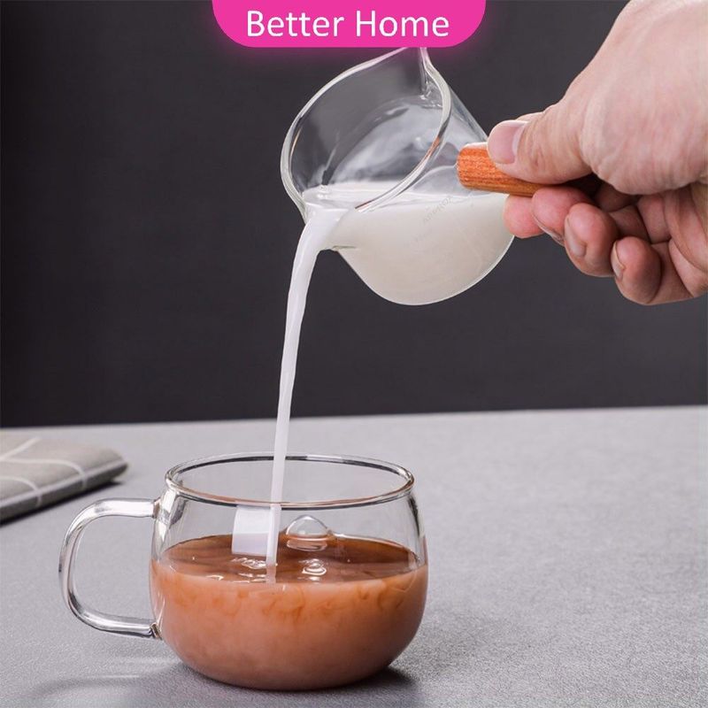 Better แก้วช็อต Espresso Shot ด้ามจับไม้ ขนาด 70 ml  และ 75 mlสินค้าพร้อมส่ง Measuring cup