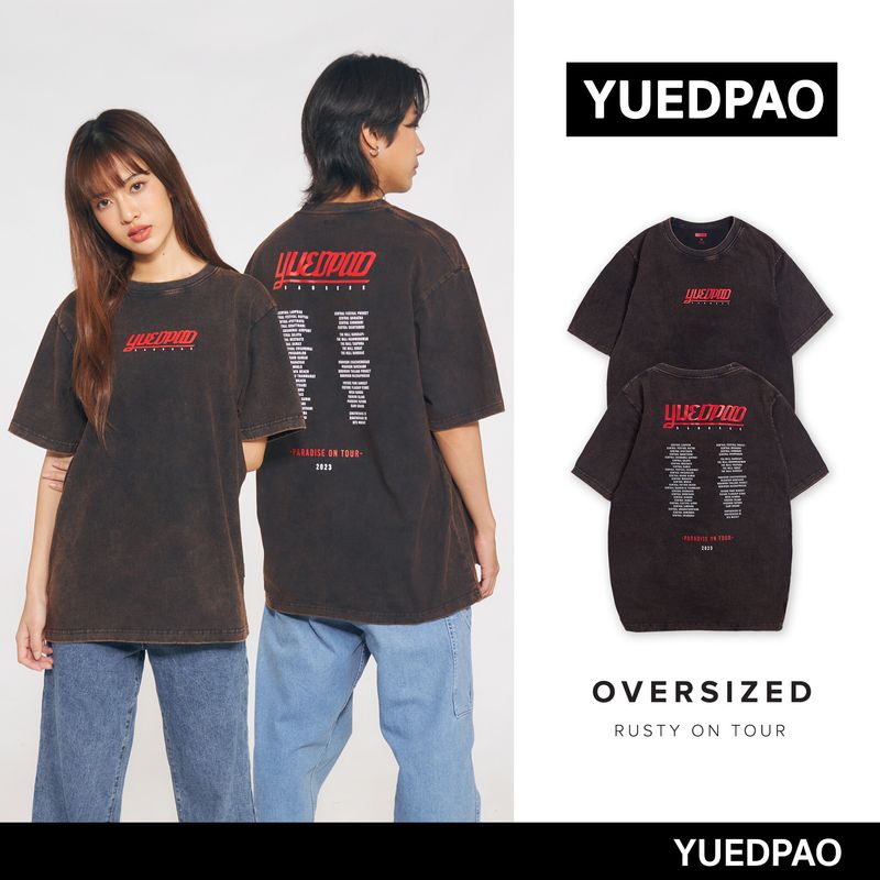 Yuedpao ยอดขาย No.1 รับประกันไม่ย้วย 2 ปี เสื้อยืดเปล่า เสื้อยืด Oversize Rusty on tour